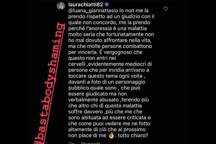 laura chiatti storia instagram anoressia